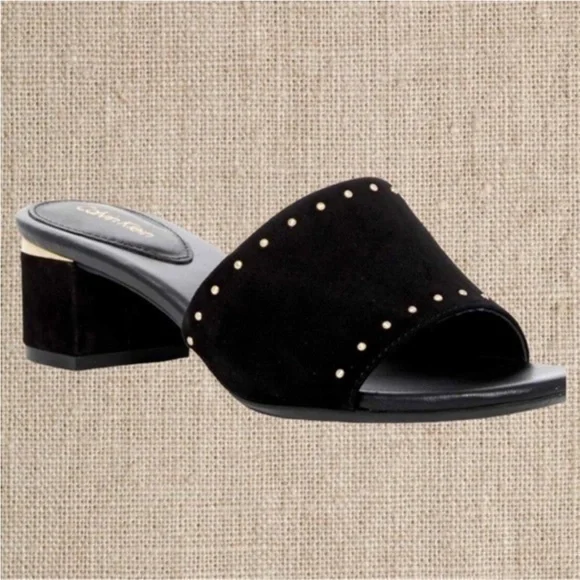 Calvin Klein Black Studded Mules - Picture 1 of 1